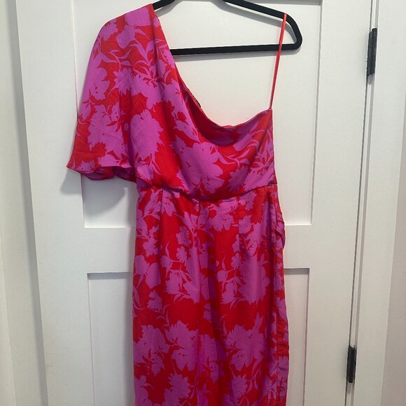 DO+BE Asymmetrical One Shoulder Tulip Hem Summer Midi Dress Large - Picture 3 of 7